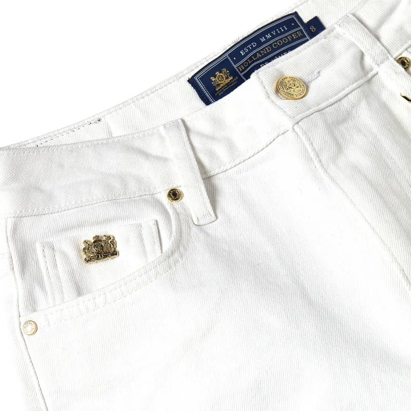 Holland Cooper High Rise Denim Shorts - Optic White-1